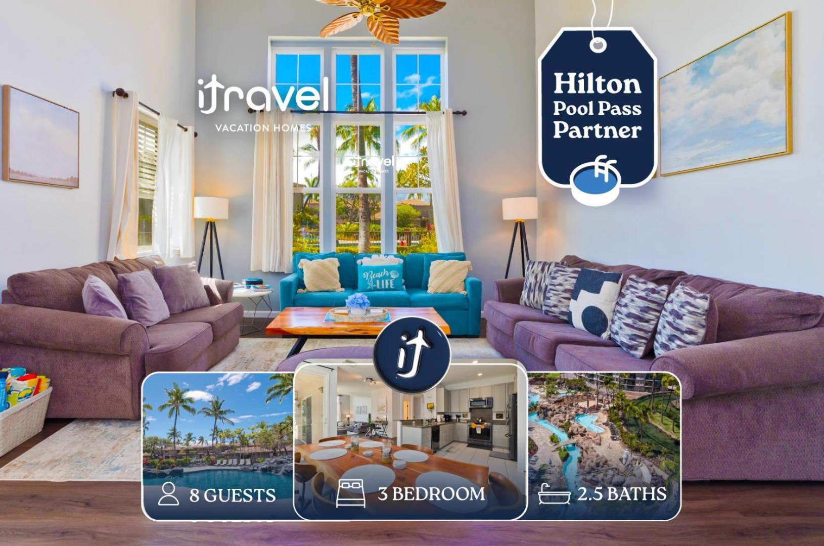 Hilton Pool Pass Included - Stylish Central Villa Mins To Beach Pool & Spa Вайколоа Екстер'єр фото